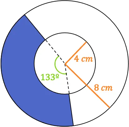 problemas resueltos del area de una corona circular 