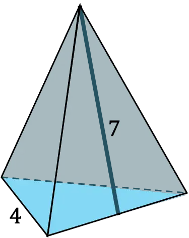ejemplo del cálculo del área de una pirámide triangular