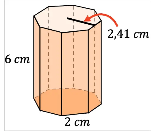 ejemplo del cálculo del volumen de un prisma octagonal