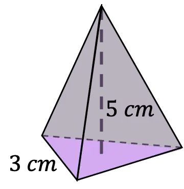 ejemplo del cálculo del volumen de una pirámide triangular