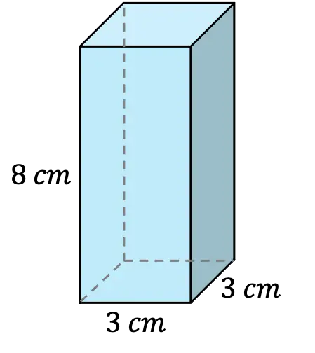 ejemplo del volumen de un prisma cuadrangular