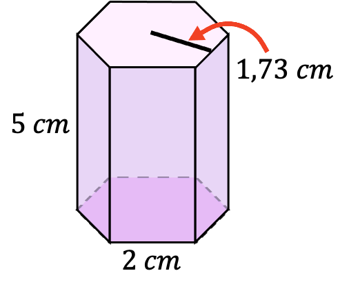 ejemplo del cálculo del volumen de un prisma hexagonal