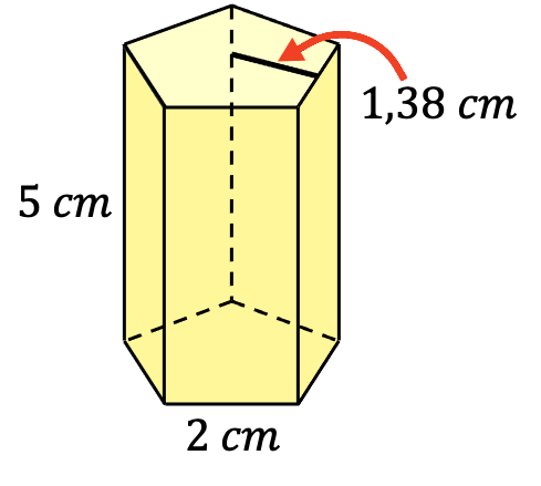 ejemplo del cálculo del volumen de un prisma pentagonal