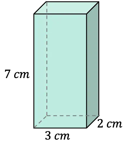 ejemplo del cálculo del volumen de un prisma rectangular