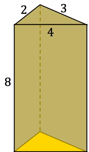 ejemplo del volumen de un prisma triangular irregular