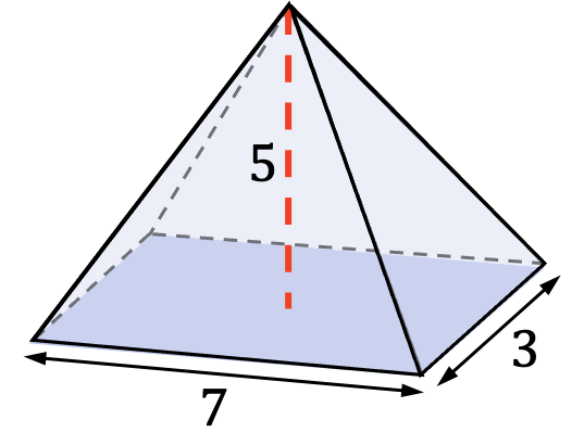 ejemplo resuelto del cálculo del área de una pirámide rectangular