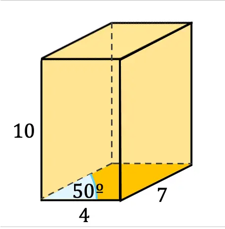 ejemplo del área de un prisma romboidal